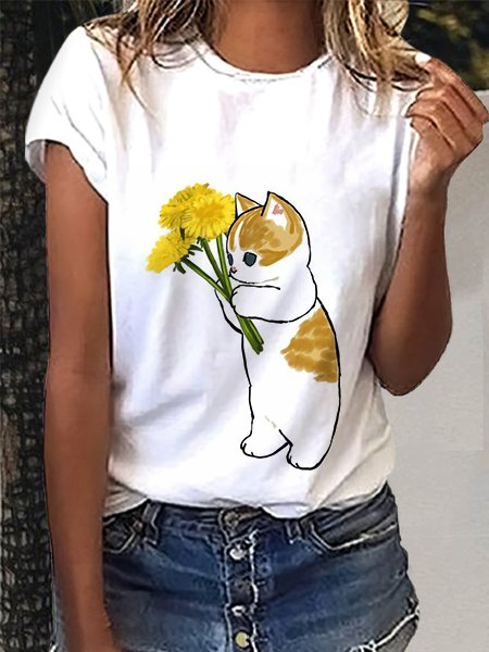 

Casual Short Sleeve T-Shirt, White, T-Shirts