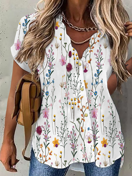

Plus size Casual Short Sleeve Blouse, White, Blouses & Shirts
