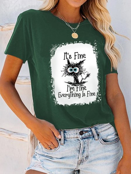 

Letter Crew Neck Regular Fit Short Sleeve T-Shirt, Green, Tees & T-shirts