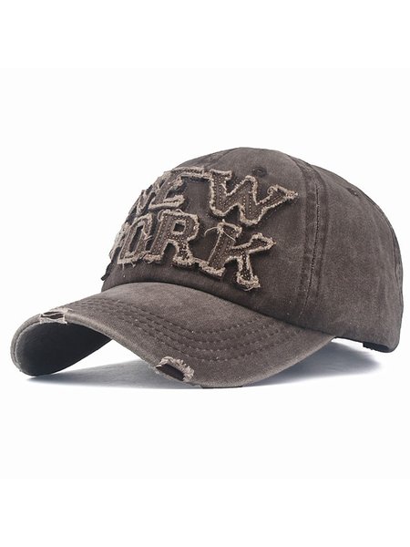 

JFN Men's Colorblock Washed Distressed Three-dimensional Embroidered Baseball Cap, Coffee, Men's Accessories