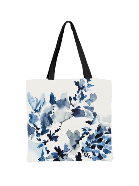 

Women's Floral Pattern Zipper Canvas Bag Shopping Bag, Blue, Bags