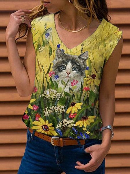 

Cotton Regular Fit Casual Short Sleeve Tops, Yellow, Shirts & Blouses
