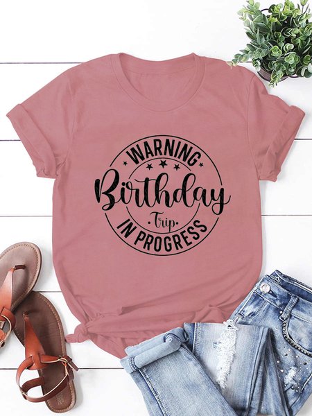 

Women's Birthday Trip Vacation Short Sleeve T-Shirt, Pink, T-shirts