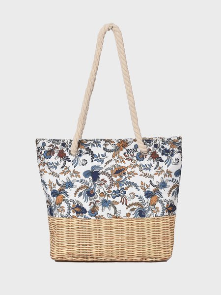 

Resort Style Leaf Pattern Weave Shoulder Beach Bag Tote Bag, As picture, Bags