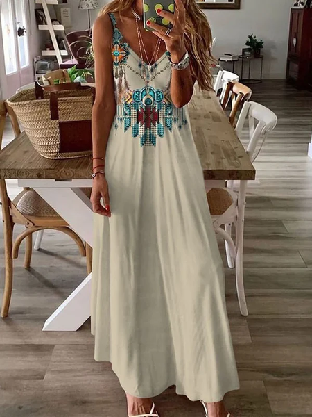 

Tribal Casual Sleeveless Knitting Dresses, Multicolor, Maxi Dresses