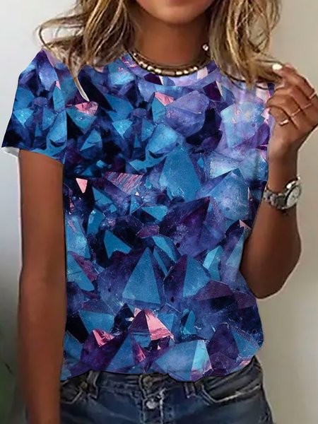 

Loosen Casual Short Sleeve T-Shirt, Blue, T-Shirts