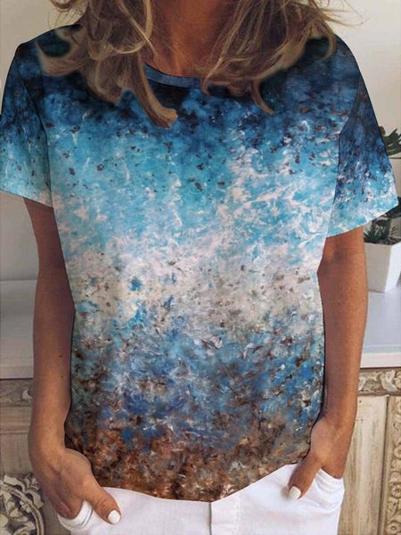 

Womens Abstract Art Casual Short Sleeve T-Shirt, As picture, T-shirts