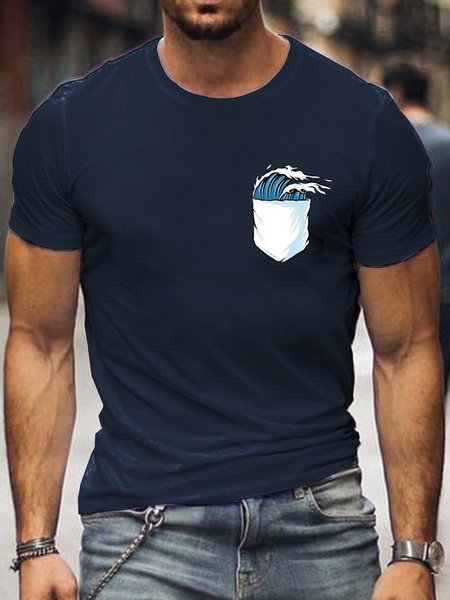 

Men's Crew Neck Surfing Dad Short Sleeve T-Shirt, Purplish blue, T-shirts