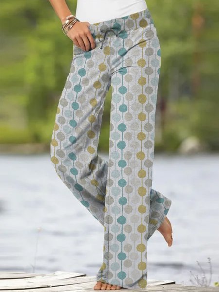 

Geometric Printed Casual Vacation Elastic Waist Loose Pants, Multicolor, Pants