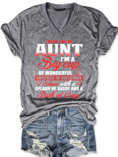 

Womens I'm Not Just An Aunt Casual Short Sleeve T-Shirt, Gray, T-shirts