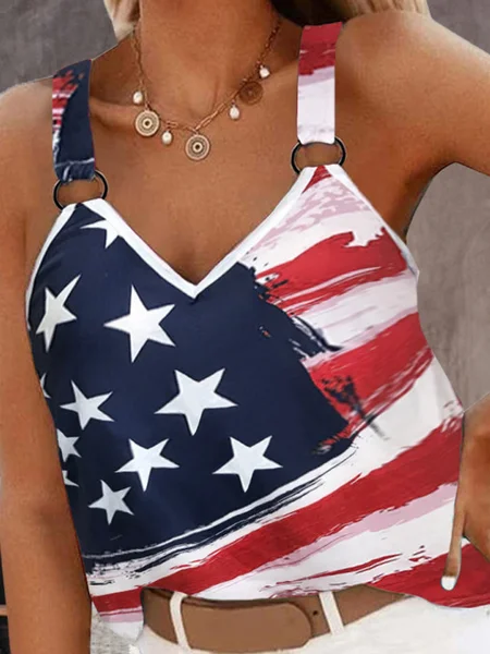 

Summer Striped Casual Loose Top, Multicolor, Tanks & Camis
