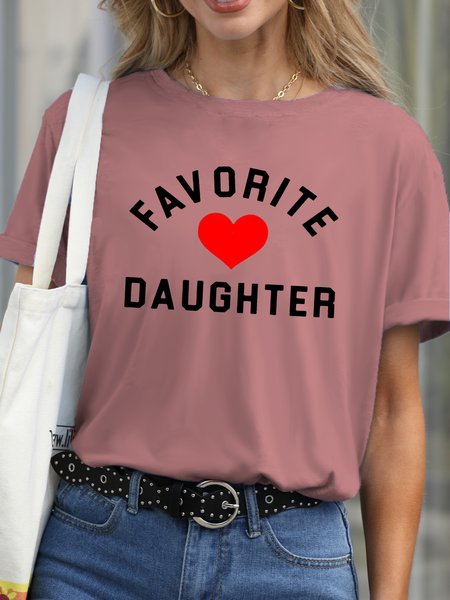 

Womens Favorite Daughter Cotton Letter Short Sleeve T-Shirt, Pink, T-shirts