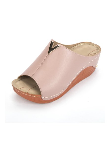 

JFN Casual Women's Shoes Comfortable Wedge Heel Platform Metal Decorative Slippers Sandals Plus Size, Pink, Sandals & Slippers