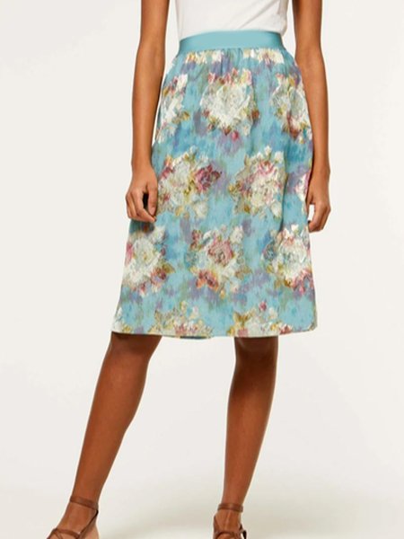 

Vacation Floral Long Skirt Beach, Sky blue, Skirts