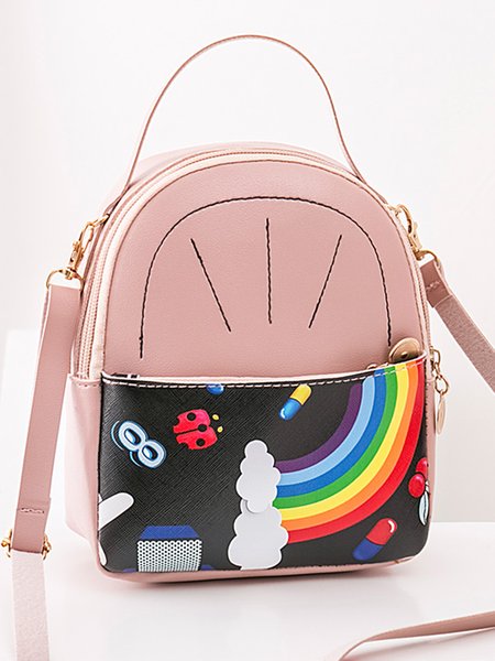

JFN Rainbow Print Backpack, Pink, Women's Bags
