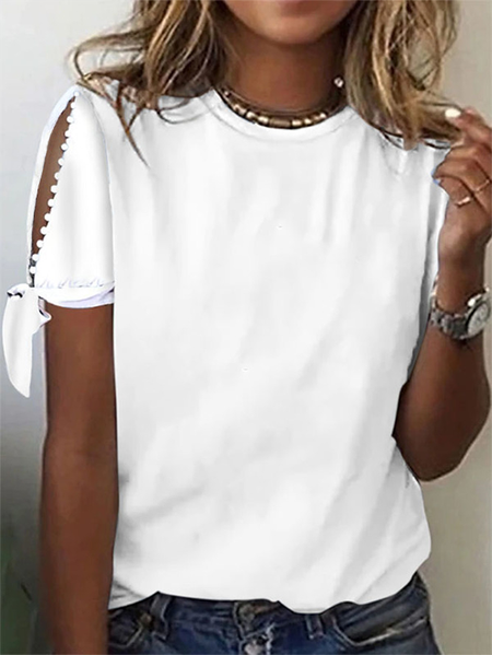 

Plain Casual Crew Neck Short Sleeve T-Shirt, White, T-Shirts