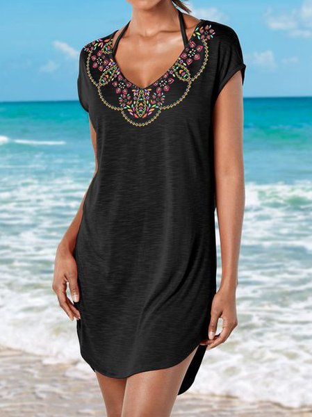 

Tribal Casual Short Sleeve Knit Dress, Black, Dresses