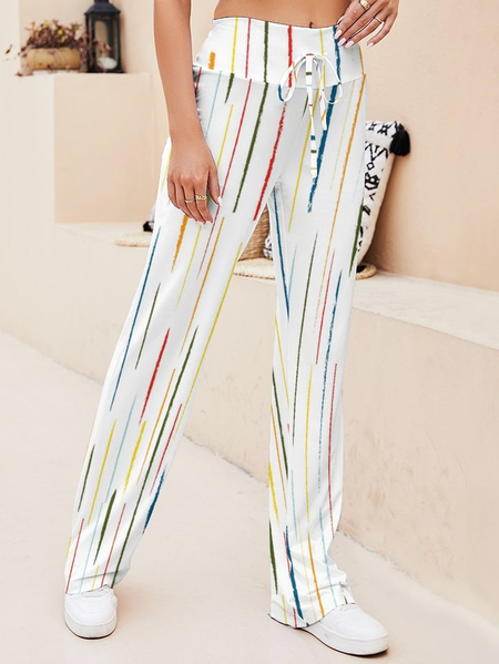 

Loosen Colorful Striped Funny Casual Sports Pants, As picture, Pants