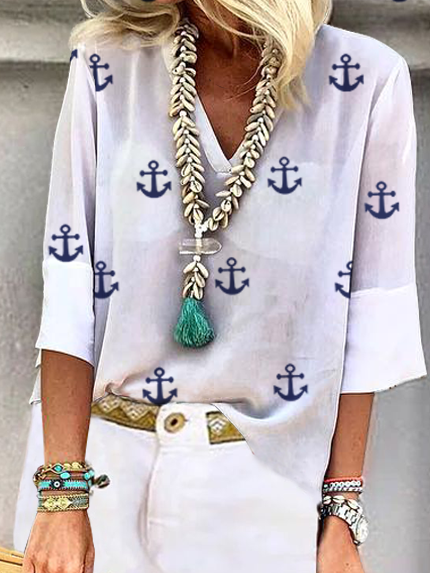

Loosen Short Sleeve Tops, White, Tops