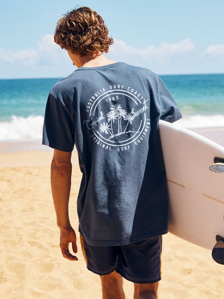 

Men's Surf Resort Coconut Tree Print Short Sleeve Tee, Blue, T-shirt