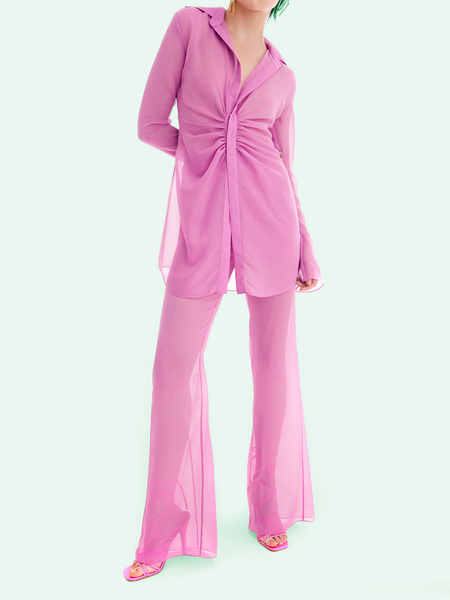 

Daily Solid Straight Leg Simple Pants, Deep pink, Wide Leg Pants