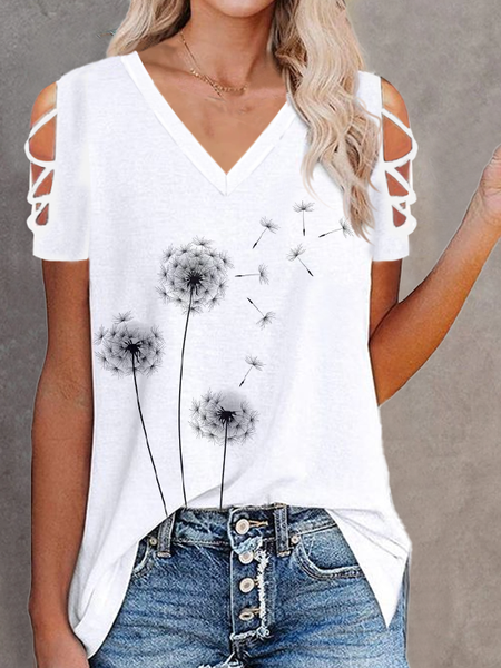 

Loosen Casual Short Sleeve T-Shirt, White, T-Shirts