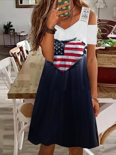 

Casual Short Sleeve Knit Dress, Blue, Mini Dresses