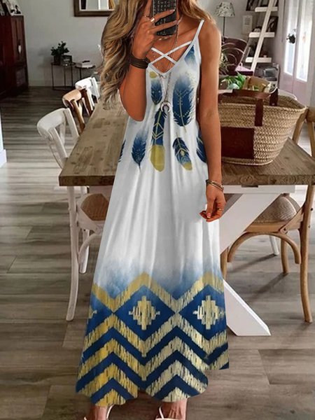 

Casual Sleeveless Knitting Dresses, White, Maxi Dresses
