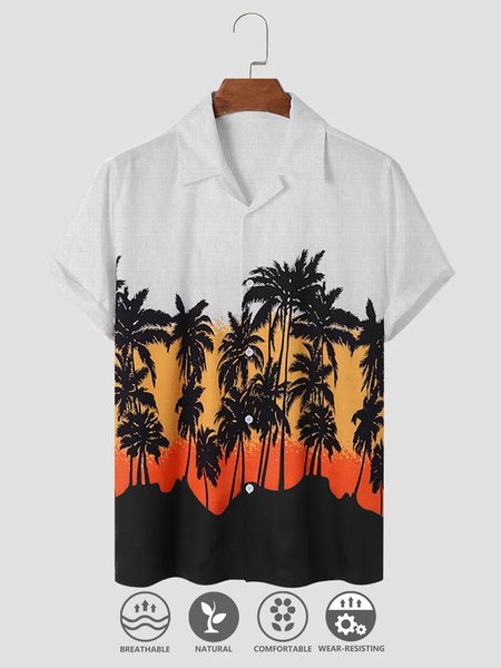 

Hawaiian Vacation Casual Short Sleeve Shirt, As picture, Men's Floral shirt