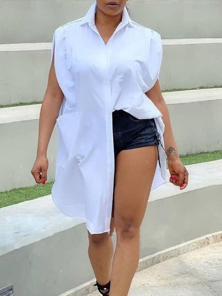 

Casual Short Sleeve Blouse, White, Blouses and Shirts