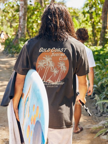 

Men's Surf Resort Coconut Tree Print Short Sleeve Tee, Black, T-shirt