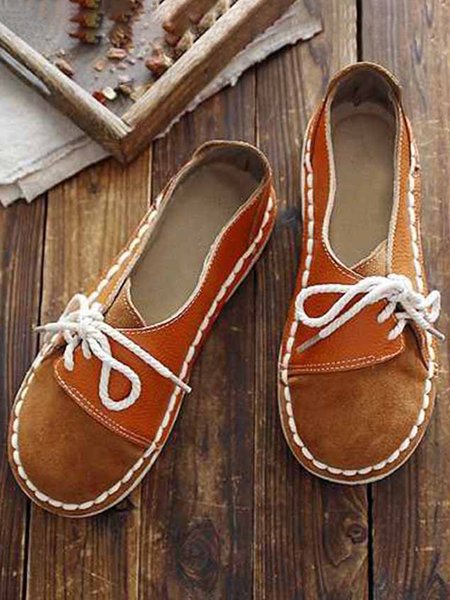 

JFN Women Vintage Slip-on Wearable Non-Slip Round Toe Loafers, Brown, Flats