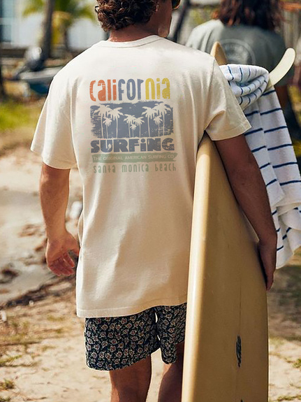 

Men's Surf Resort Coconut Tree Print Short Sleeve Tee, White, T-Shirts