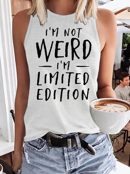 

Womens Funny I'm Not Weird Printed Casual Knit, White, Tank Tops