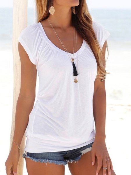 

Plain Short Sleeve T-Shirt, White, T-Shirts