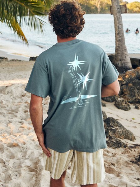 

Men's Surf Resort Coconut Tree Print Short Sleeve Tee, Blue, T-shirt