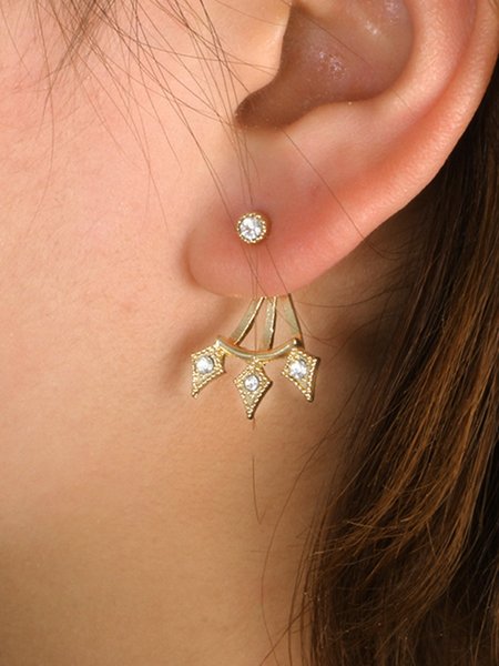 Retro Style Versatile Diamond Stud Earrings, Golden, Earrings