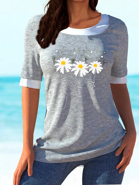 

Vacation Crew Neck Short Sleeve T-Shirt, Gray, T-Shirts
