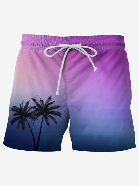 

Hawaiian Graphic Men's Casual Beach Shorts, Purple, Men's shorts