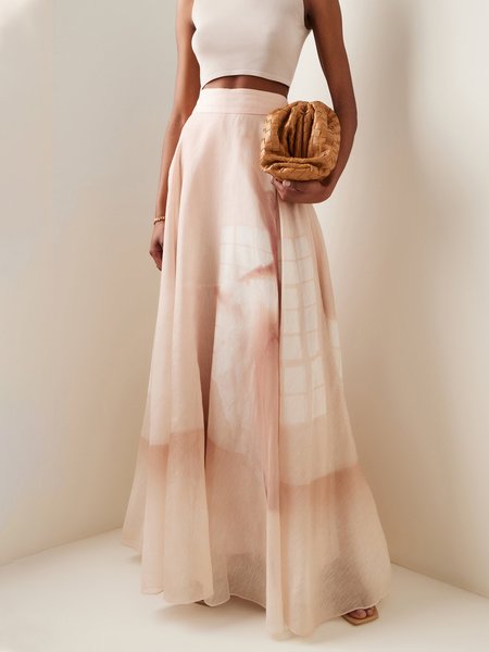 

Vacation Abstract Regular Fit Long Skirt, As picture, Maxi Skirts