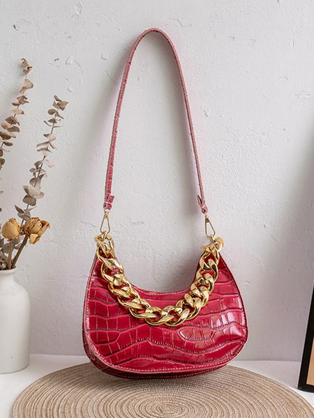

JFN Chain Texture Crossbody Bag Shoulder Bag, Red, Women's Bags