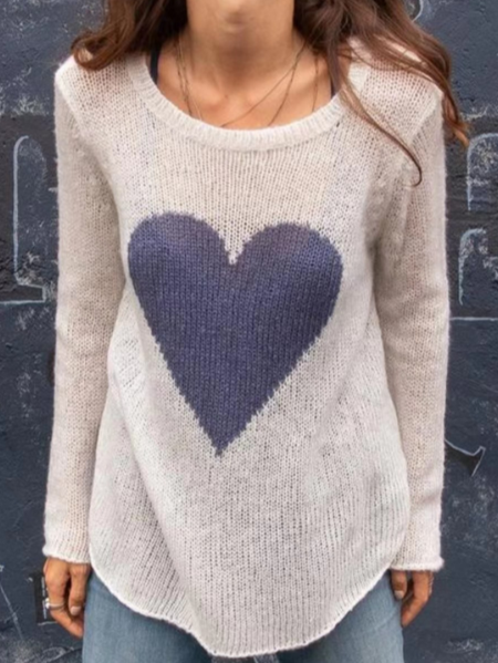 

Casual Crew Neck Long Sleeve Sweater, Apricot, Tops