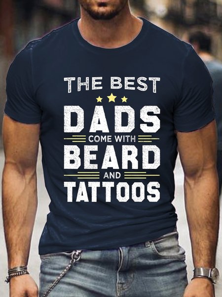 

The Best Dads have Beards and Tattoos Short Sleeve T-Shirt, Purplish blue, T-shirts
