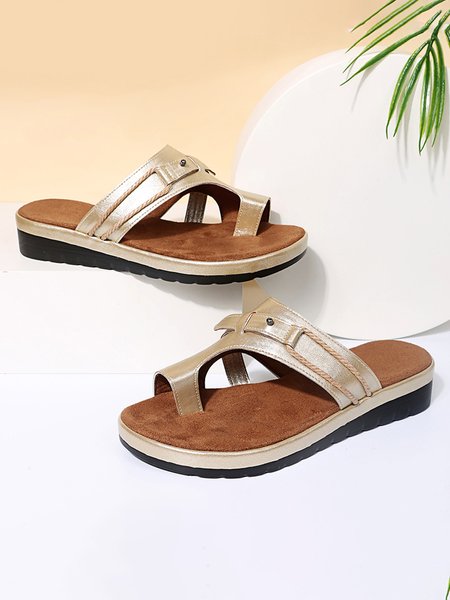 

Hemp Rope Buckle Casual Flip-flops, Golden, Sandals