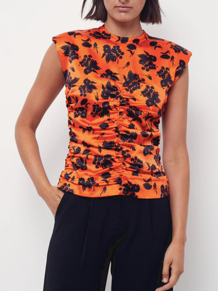 

Summer Lightweight Crew Neck Short Sleeve Daily Tops, Orange, Tops