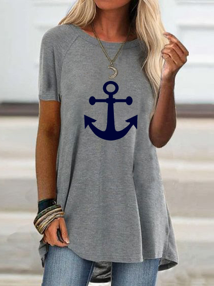 

Geometric Short Sleeve T-Shirt, Gray, T-Shirts