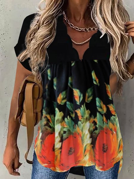 

Casual Short Sleeve Tops, Black, Tops
