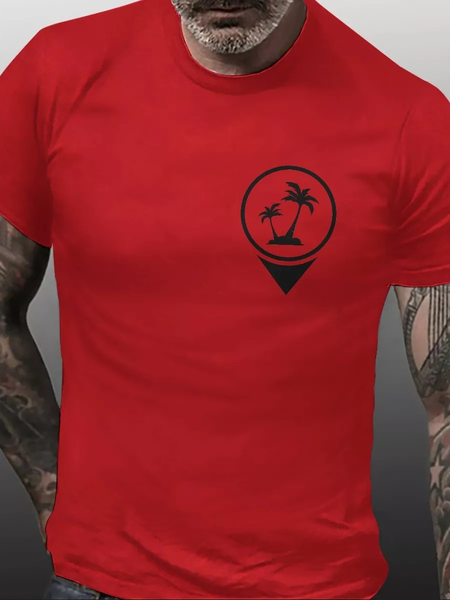 

Men's Print Vacation Short Sleeve T-Shirt, Red, T-shirts