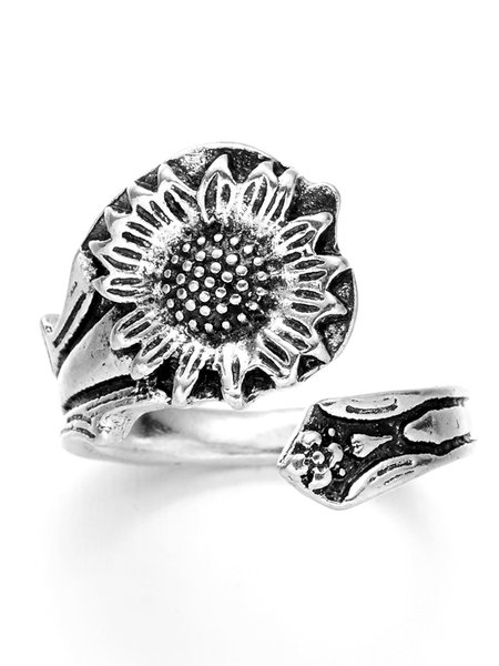 

Vintage Sunflower Ring Dresses Jewelry, Silver, Ring