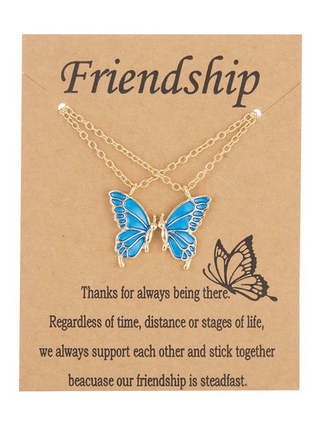2Pcs Necklace Girlfriend Pendant, Blue, Necklaces